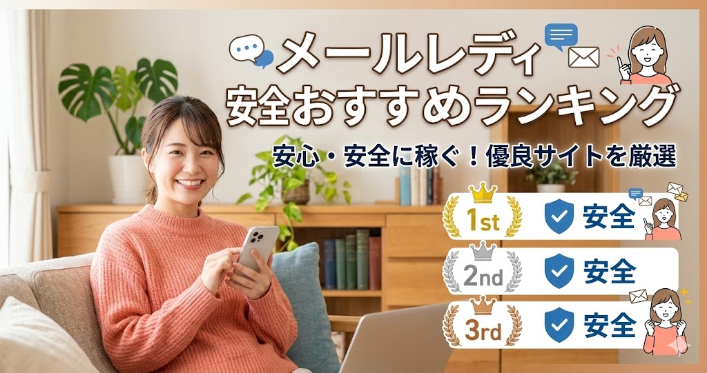 メールのみで稼げるメールレディ安全おすすめランキング【2026年】人気5選を徹底比較